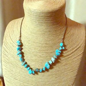 Turquoise chip necklace and earring set